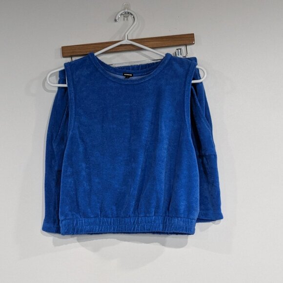 Monrow Terry Cloth Tank with Elastic Waist Royal Blue Size Small - Picture 1 of 3